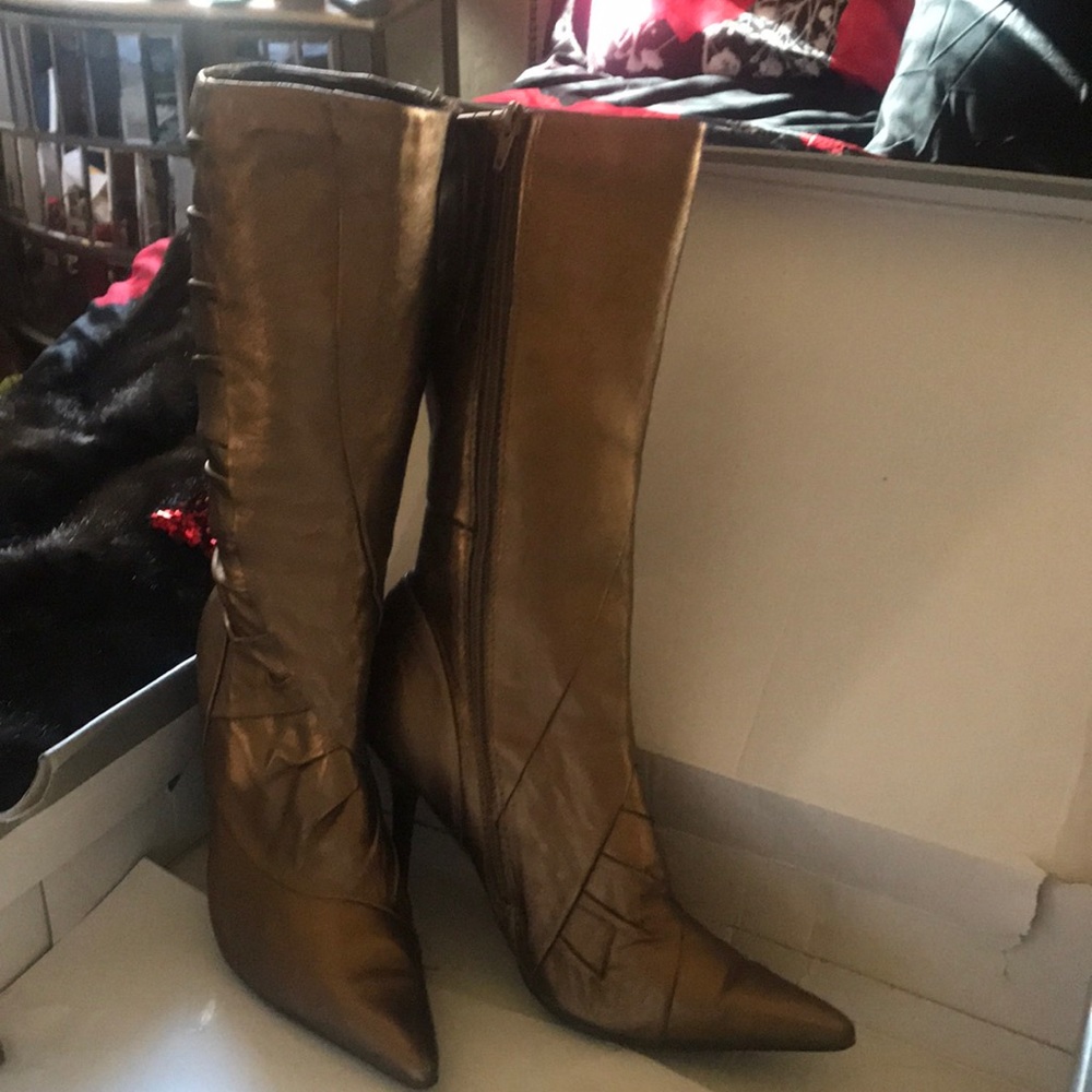 Aldo bronze metallic boots with replacement heels